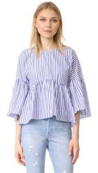 Mds Stripes Bell Sleeve Ruffle Top