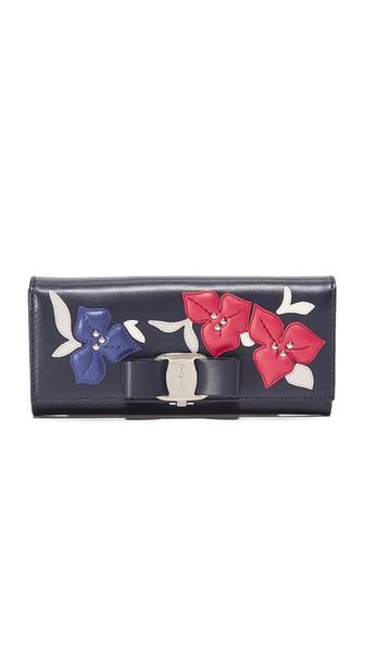 Salvatore Ferragamo Denim Miss Vara Long Wallet