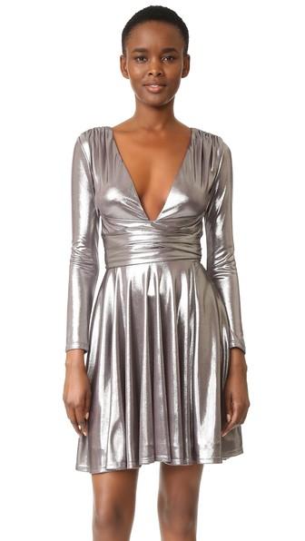 Halston Heritage Draped Metallic Dress