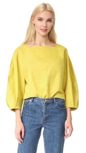Tibi Satin Poplin Boatneck Top