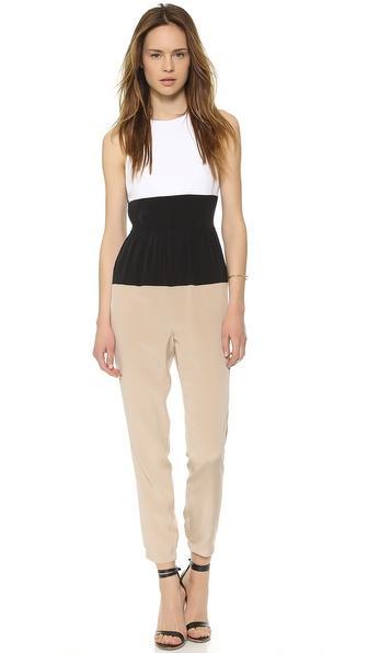 Tibi Colorblock Cdc Jumpsuit - Biscotti Multi