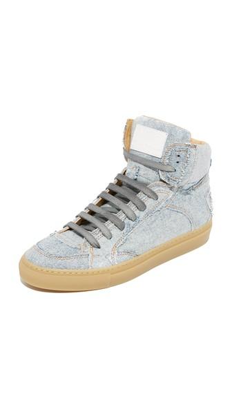 Mm6 Patchwork Denim High Top Sneakers