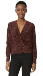 Diane Von Furstenberg Long Sleeve Drape Front Blouse
