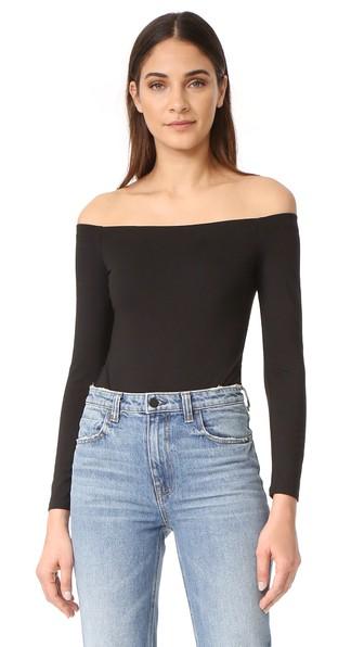 Kendall Kylie Off Shoulder Long Sleeve Bodysuit