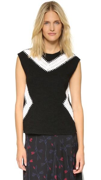 Thakoon Sleeveless Crochet Inset Top