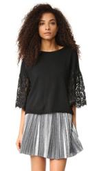 Autumn Cashmere Cropped Sweater With Lace Sleeves