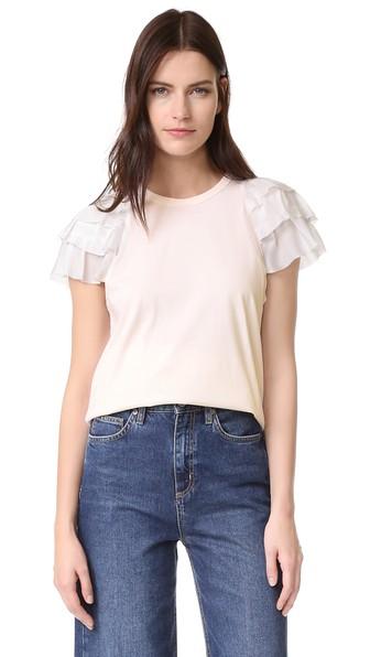 Clu Ruffle Sleeve Mix Media Top