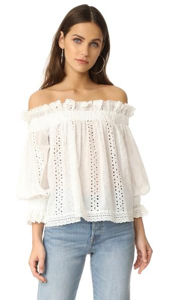 Endless Rose Off Shoulder Top With Ruffle Cuffs