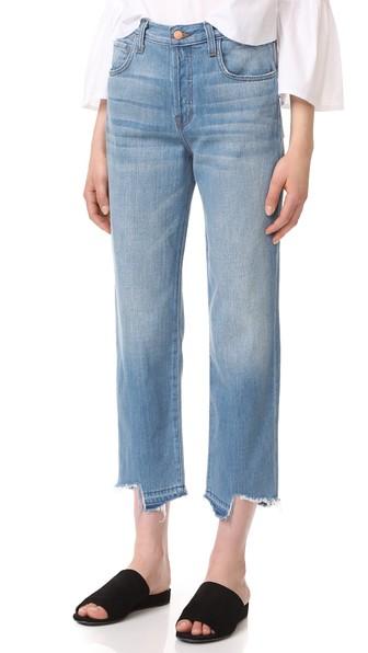 J Brand Ivy High Rise Crop Straight Jeans With Jagged Hem