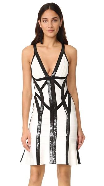 Herve Leger Zahara Dress With Black Sequins
