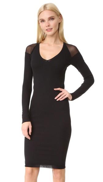 Fuzzi Long Sleeve V Neck Dress