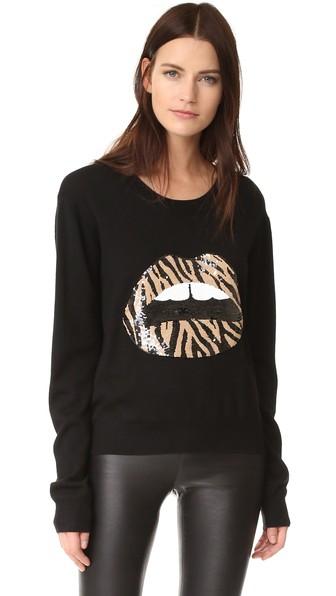 Markus Lupfer Zebra Sequin Lip Sweater