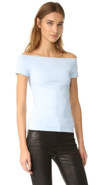 Helmut Lang Boat Neck Off Shoulder Tee