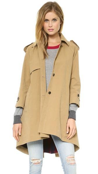 Band Of Outsiders Cutaway Trench Coat With Blanket Lining - Tan