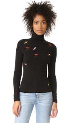 Sonia By Sonia Rykiel Embroidered Lips Turtleneck Sweater