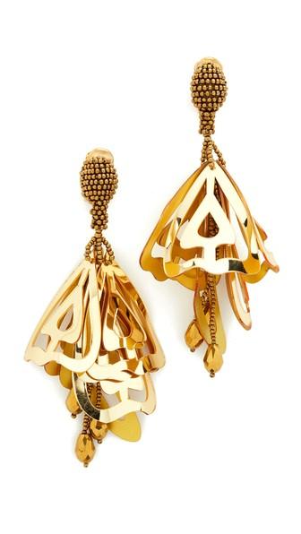 Oscar De La Renta Large Lace Impatiens Clip On Earrings