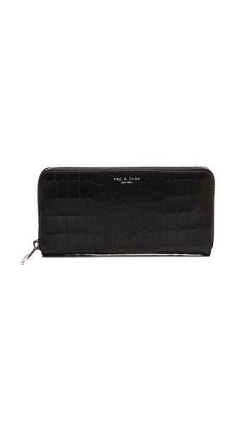 Rag & Bone Crosby Continental Wallet - Black Croc