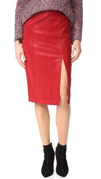 J O A Faux Leather Skirt
