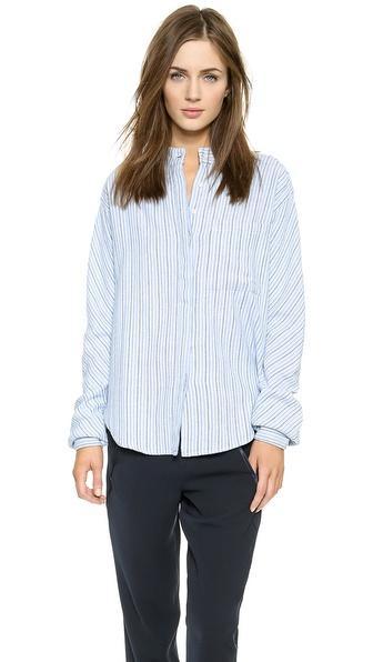 Laurence Dolige Game Button Down - Blue Stripes