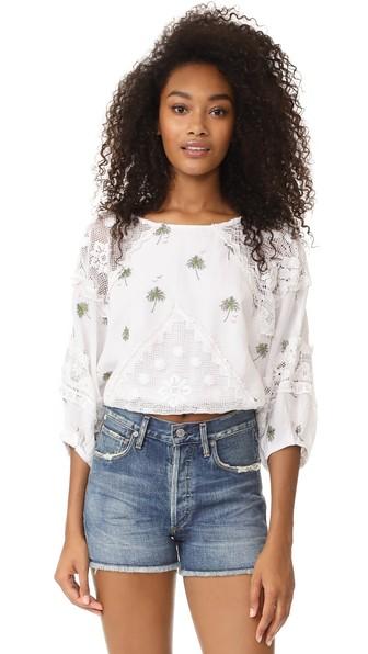 Free People Carolina Mindset Embroidered Top