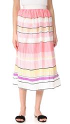 Monique Lhuillier Stripe Midi Skirt