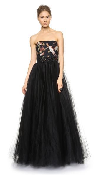Notte By Marchesa Strapless Ball Gown - Floral Print