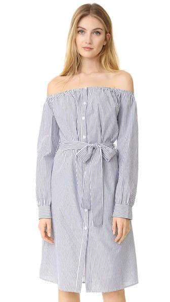 J O A Stripe Off Shoulder Dress