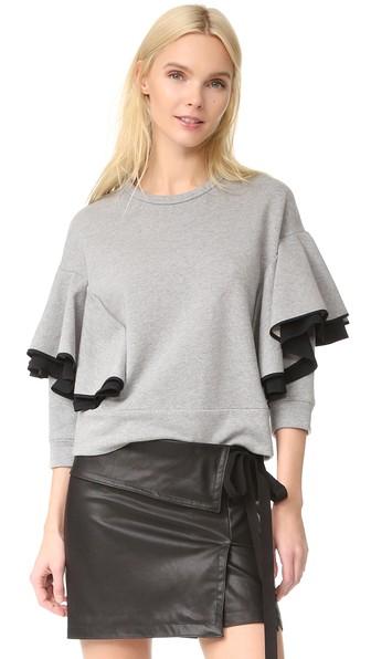 No 21 Long Sleeve Ruffled Sweatshirt