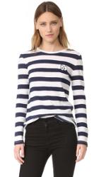 Zoe Karssen Cartoon Eyes Striped Long Sleeve Tee