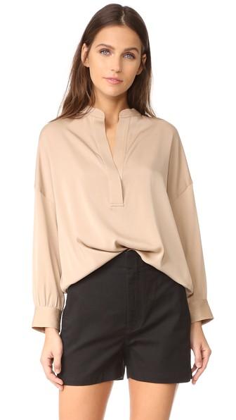 Vince Shirred Drape Pullover Blouse