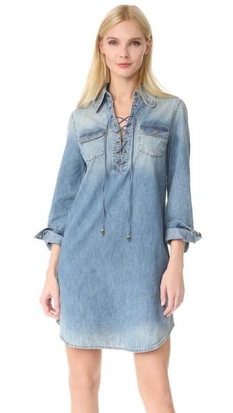 Roberto Cavalli Long Sleeve Denim Dress