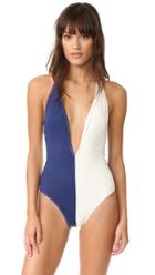 Solid Striped The Willow Plunge Neck One Piece