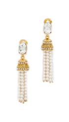 Oscar De La Renta Bejeweled Tassel Clip On Earrings