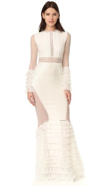 Jonathan Simkhai Tiered Ruffle Lace Gown