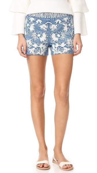 Alice Olivia Marisa Embroidered Back Zip Shorts