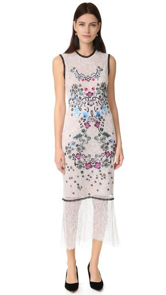 Yigal Azrouel Sleeveless Floral Embroidery Dress