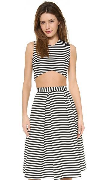 Nicholas Striped Crop Top - White/black