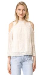 Alice Olivia Ofelia Embroidered Cold Shoulder Blouse