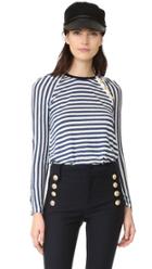 Derek Lam 10 Crosby Long Sleeve Tee With Button Detail