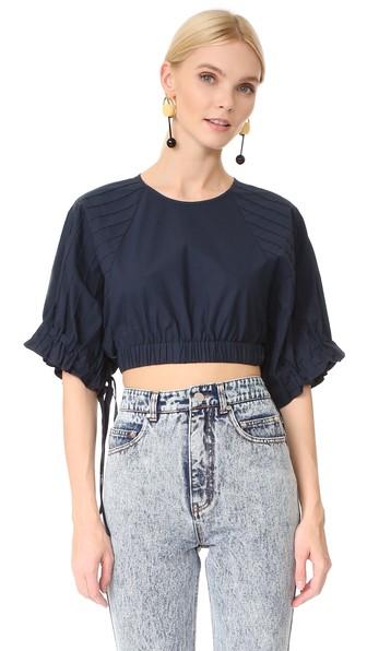 Tibi Poplin Short Sleeve Top