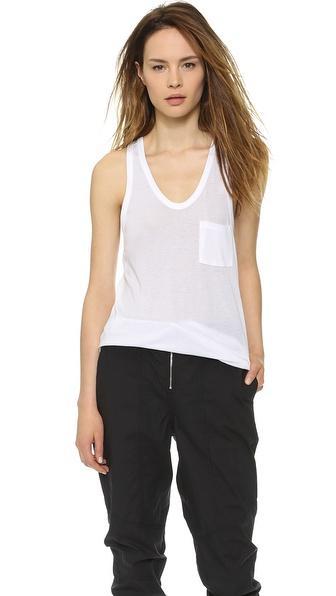 T By Alexander Wang Classic Tank With Pocket - White