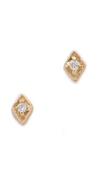 Blanca Monros Gomez Tiny Diamond Filigree Stud Earrings - Gold/white Diamond