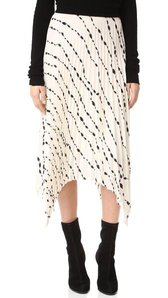 Helmut Lang Ribbon Print Pleated Skirt