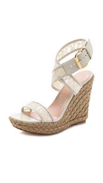 Stuart Weitzman Guipure Espadrille Sandals - Ivory