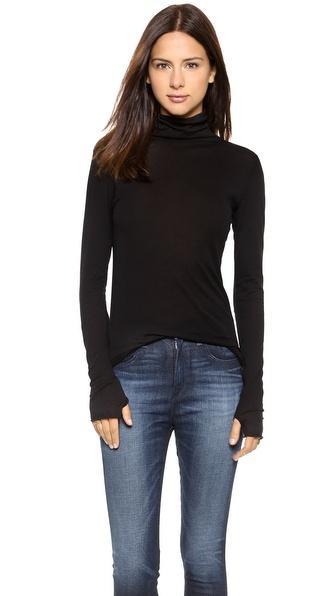 Enza Costa Tissue Jersey Turtleneck - Black