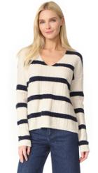 Jenni Kayne Stripe Cashmere V Neck Sweater