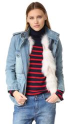 Jocelyn Denim Coat With Fox Fur Lining