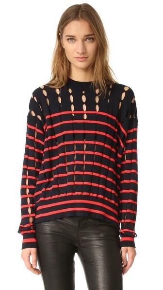 T By Alexander Wang Crew Neck Pullover With Slits