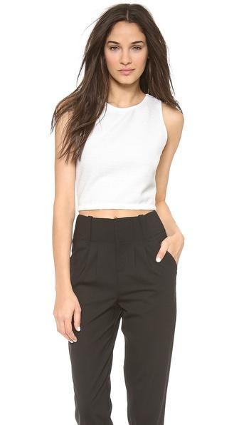 Alice + Olivia Pire Sleeveless Fitted Crop Top - White