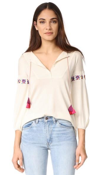 Tse Cashmere Claudia Schiffer X Tse Peasant Yoke Top